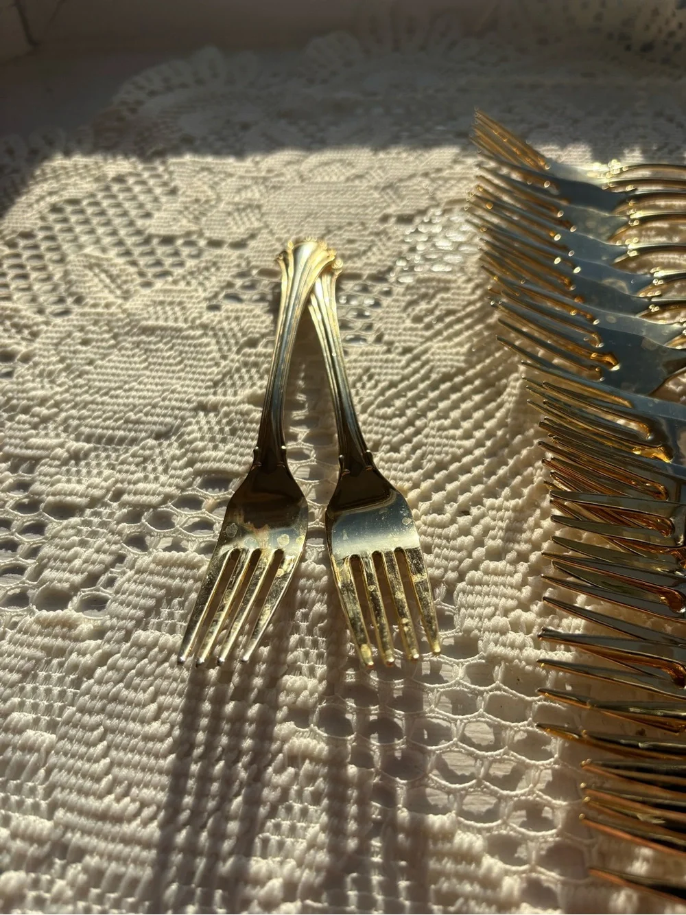 Gold-Tone Dessert Forks - Set of 21